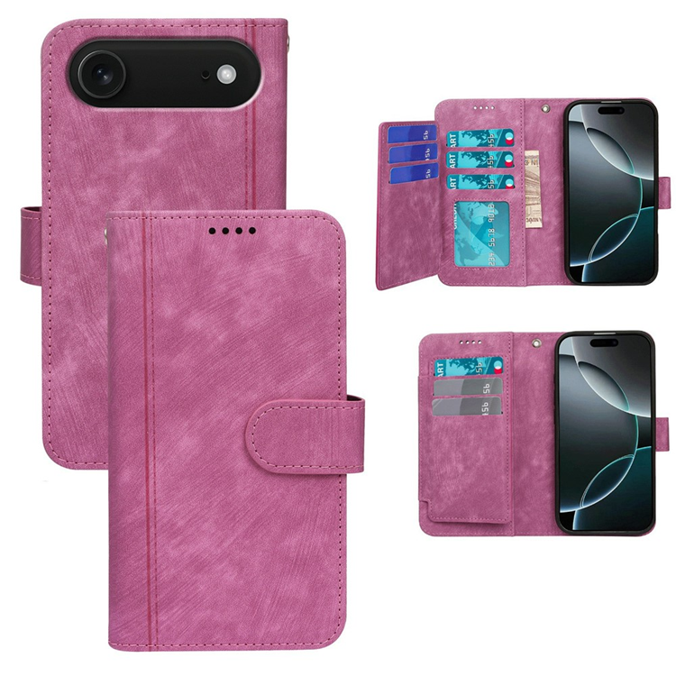 iPhone Air Plånboksfodral Line Pattern Läder - Rosa | 2353 | AlltMobil