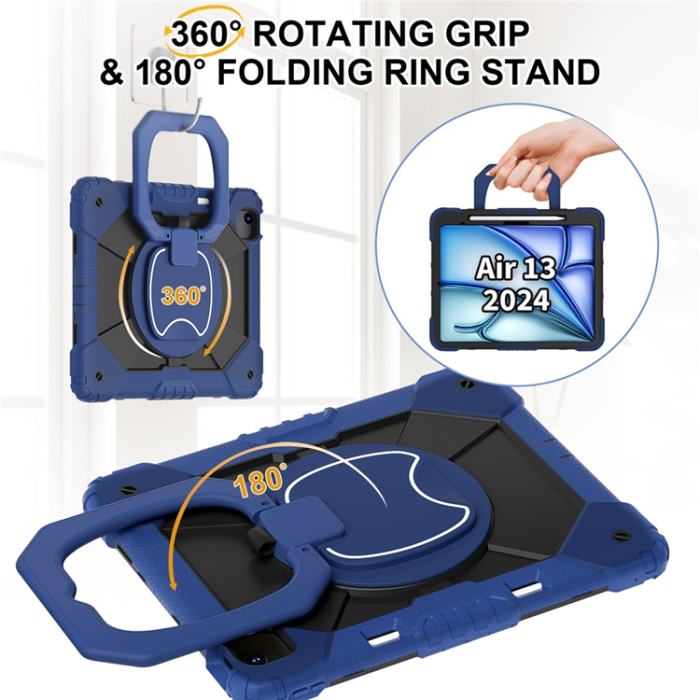 A-One Brand - iPad Air 13(2025/2024) Skal Kickstand Silikon+PC - Marinblå/Svart