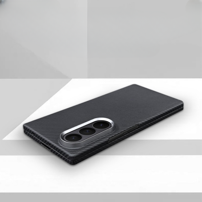 A-One Brand - Galaxy Z Fold 7 Mobilskal MagSafe Kevlar Metal Ring - Moon Blå