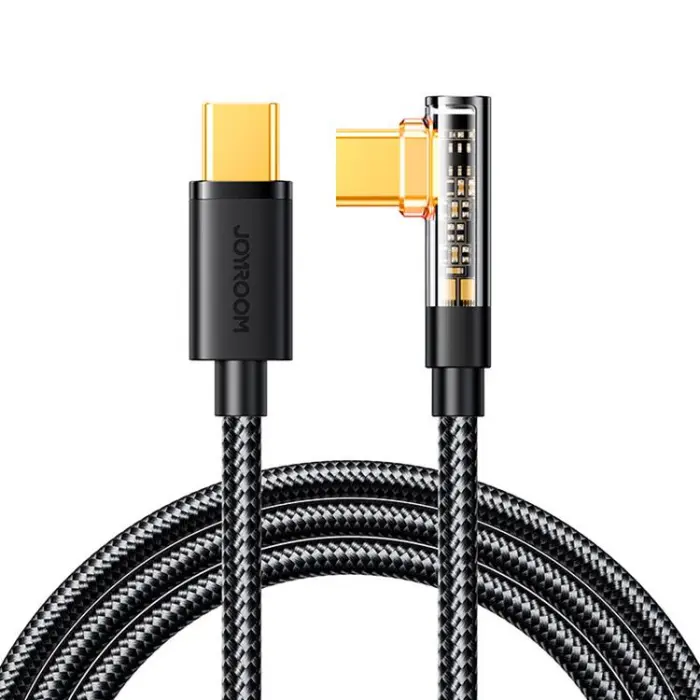 Joyroom angled USB-C kabel iPhone 17 100W gaming charging 1.2m svart reinforced durable