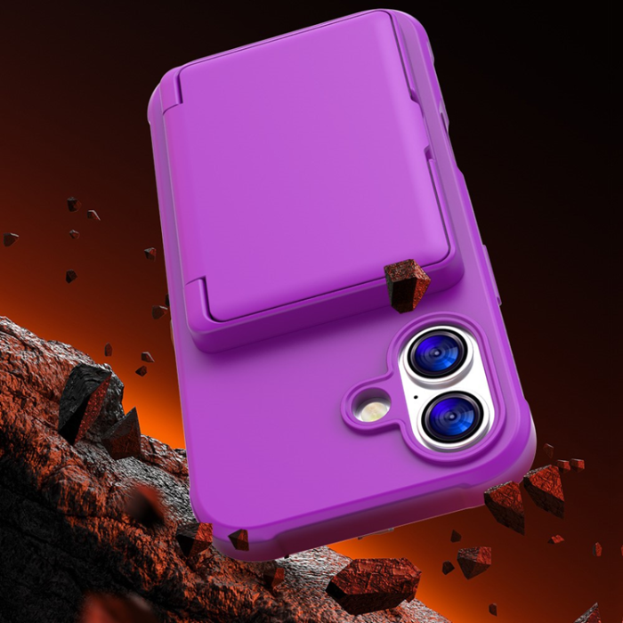 A-One Brand - iPhone 17 Mobilskal Korthållare Mirror Kickstand - Lila