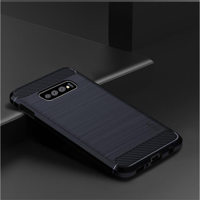 UTGATT1 - Carbon Brushed Mobilskal till Samsung Galaxy S10E - Blå