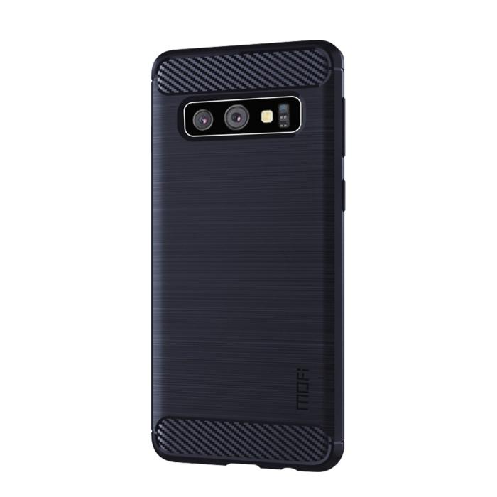OEM - Carbon Brushed Mobilskal till Samsung Galaxy S10 - Blå