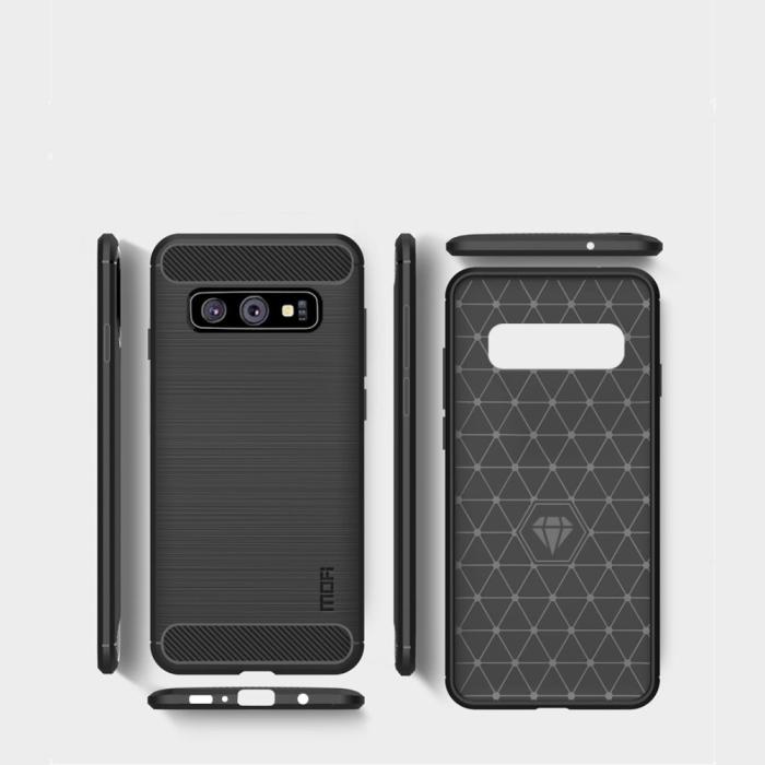 OEM - Carbon Brushed Mobilskal till Samsung Galaxy S10 - Blå