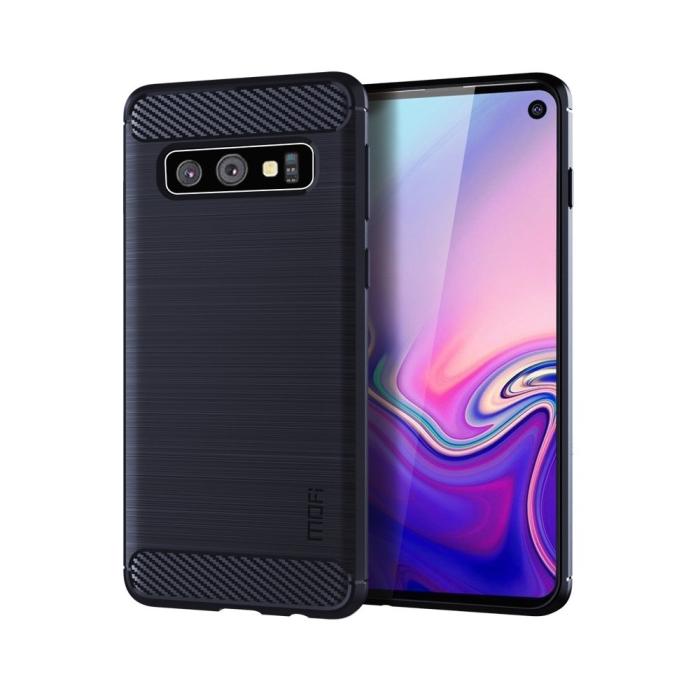 OEM - Carbon Brushed Mobilskal till Samsung Galaxy S10 - Blå
