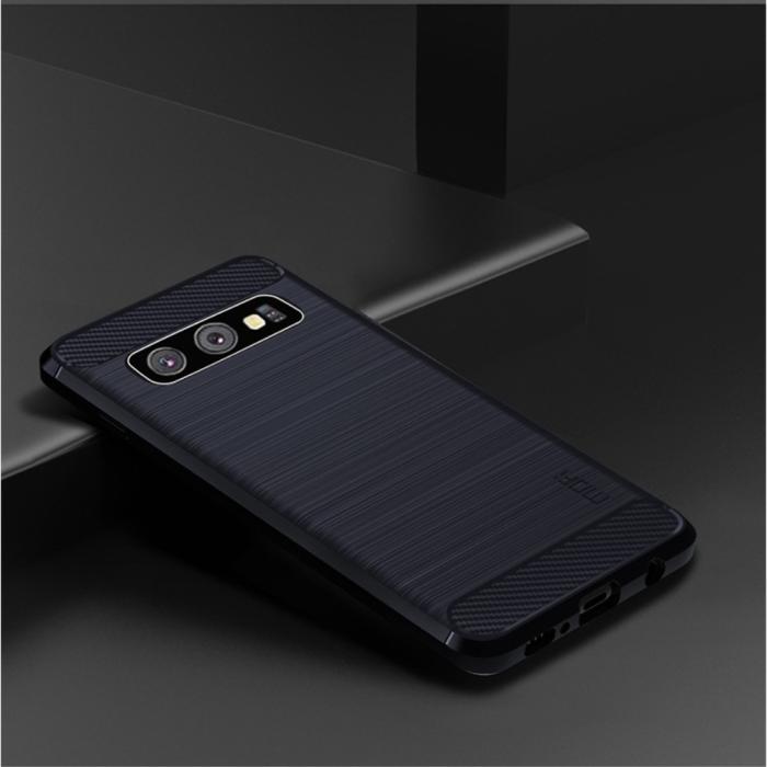 OEM - Carbon Brushed Mobilskal till Samsung Galaxy S10 - Blå
