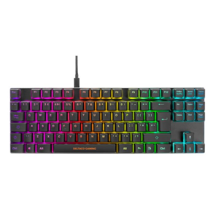 UTGATT1 - Deltaco TKL Mekaniskt tangentbord, röda brytare, RGB
