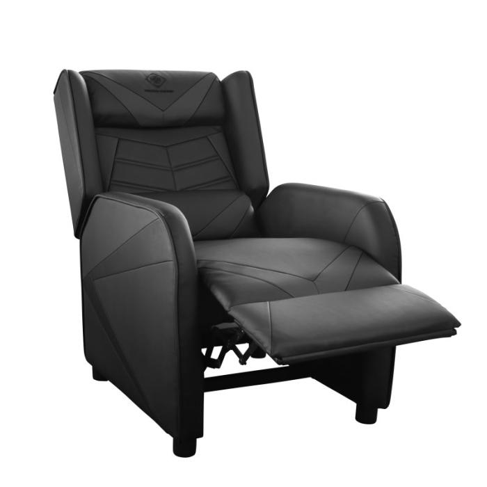 UTGATT1 - Deltaco Fåtölj, konstläder, recliner, 49cm bred sittdyna, Svart