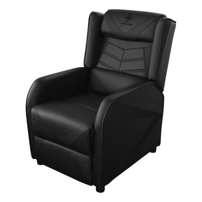 UTGATT1 - Deltaco Fåtölj, konstläder, recliner, 49cm bred sittdyna, Svart
