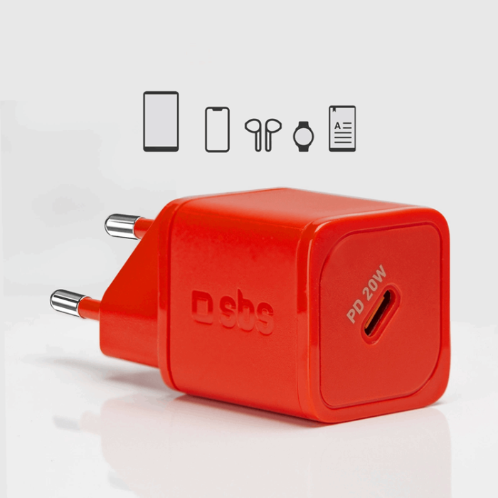 SBS - SBS Snabbladdare 20W GaN Power Delivery - Röd