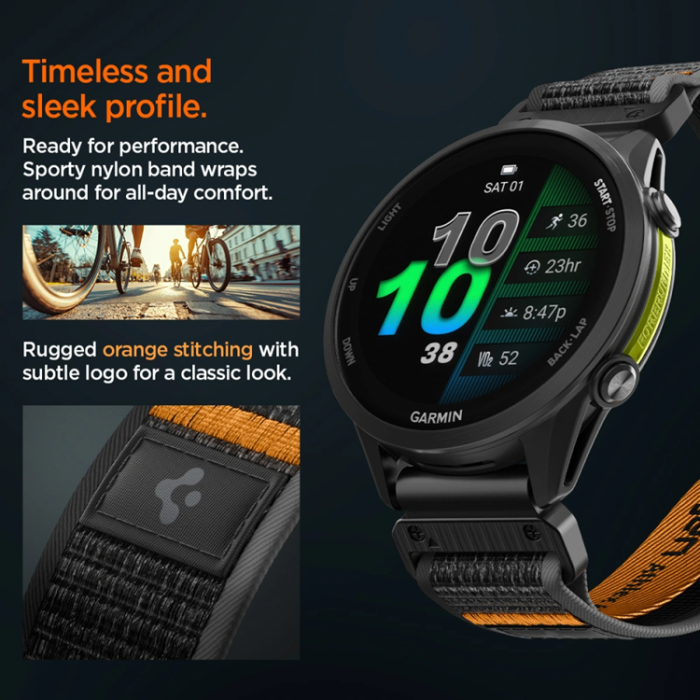 Spigen - Spigen Armband För Garmin Quickfit 22mm Active Athlex Air - Svart/Orange
