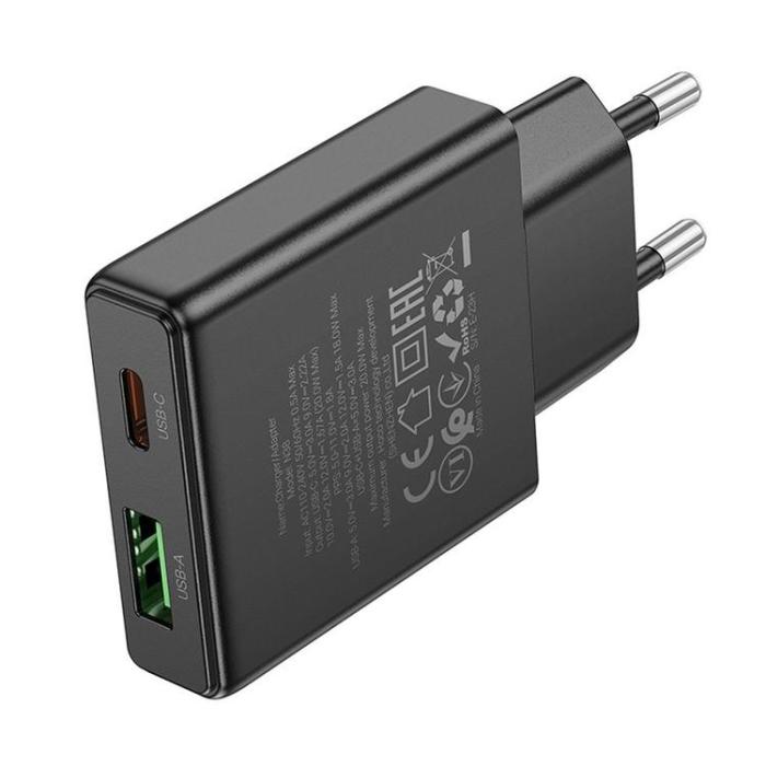 Hoco - Hoco Snabbladdare PD 20W USB-A USB-C QC3.0 3A N38 - Svart
