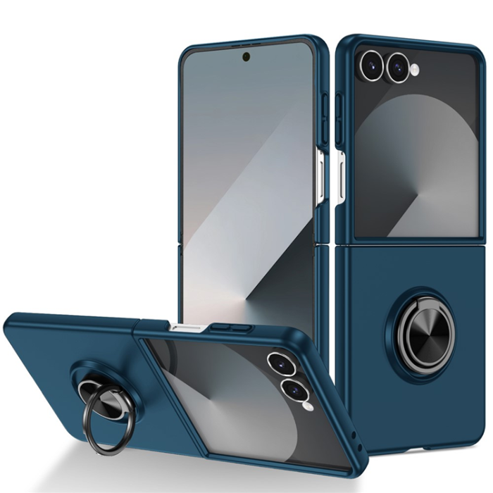 A-One Brand - Galaxy Z Flip 7 Mobilskal Rotatable Ring Kickstand - Mörkblå