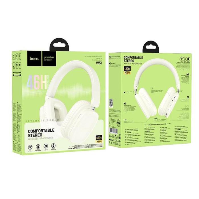 Hoco - Hoco Over-Ear Hörlurar Trådlösa Bluetooth W51 - Milky Vit