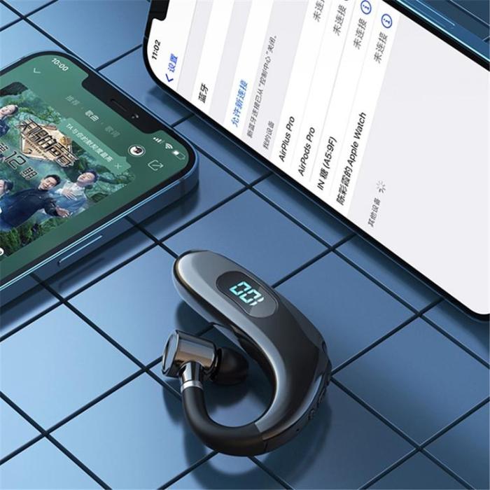 OEM - Single In-Ear Hörlur Bluetooth med Digital LED-Display Earhook Q20