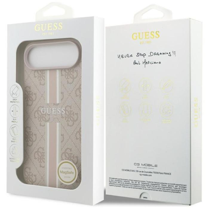 Guess - Guess iPhone 17 Air Mobilskal MagSafe 4G Printed Stripes - Rosa