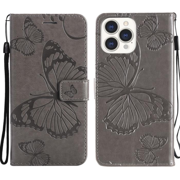 OEM - Fjärilar Plånboksfodral iPhone 13 Pro - Grå