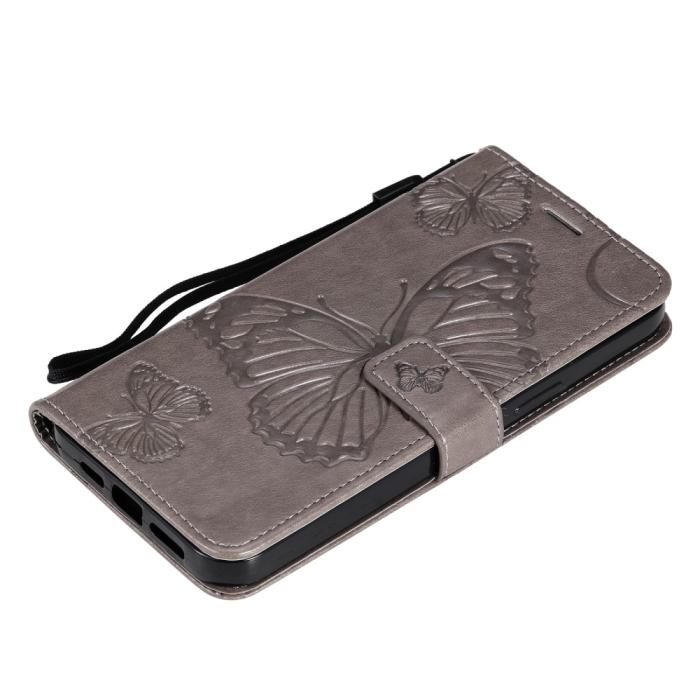OEM - Fjärilar Plånboksfodral iPhone 13 Pro - Grå