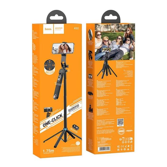 Hoco - Hoco Selfie Stick Bluetooth med Fjärrkontroll K22 - Svart