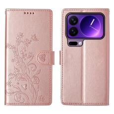 A-One Brand - Xiaomi 17 Pro Plånboksfodral Floral Imprint Med Handledsrem - Roséguld