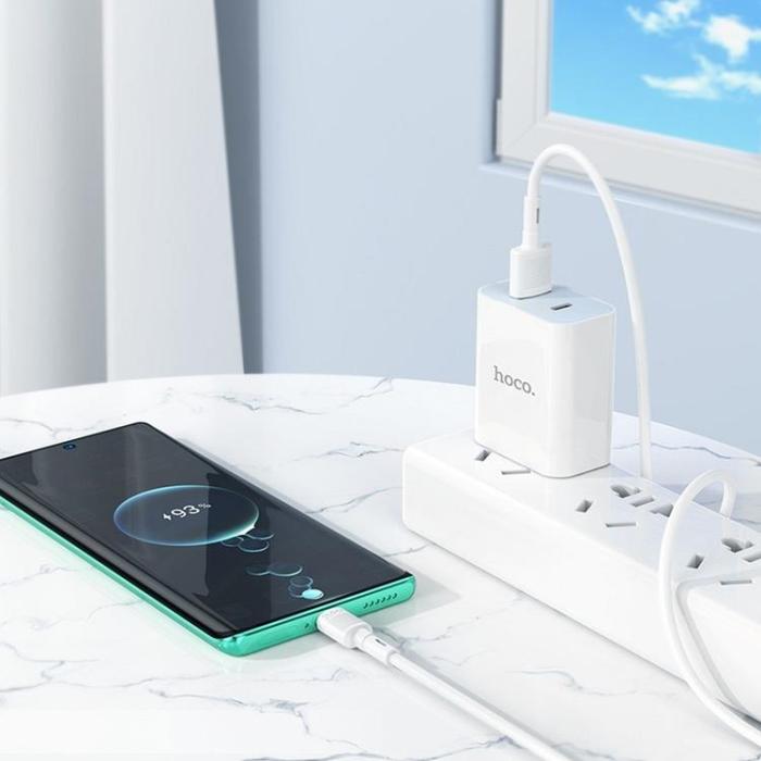 Hoco - Hoco USB-A - USB-C 63A Kabel 1m X83 - Vit