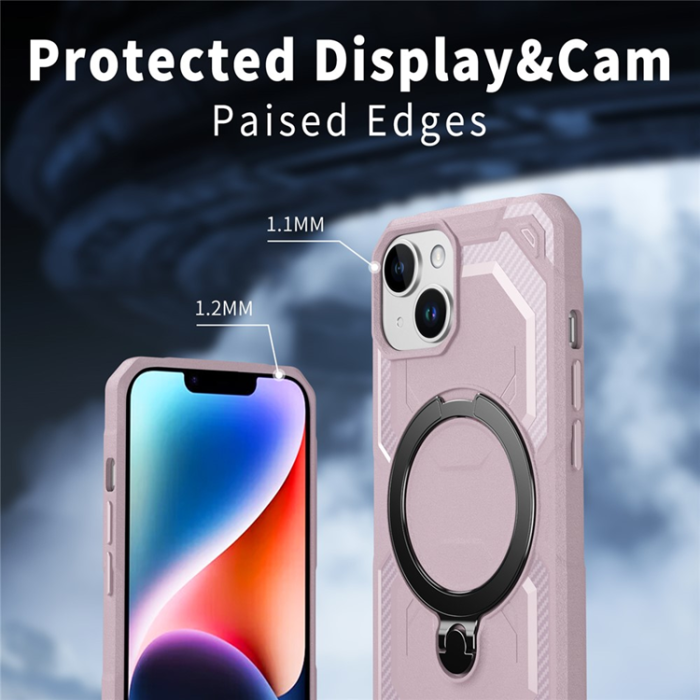 A-One Brand - iPhone 14 / 13 Mobilskal MagSafe Kickstand TPU + PC - Rosa