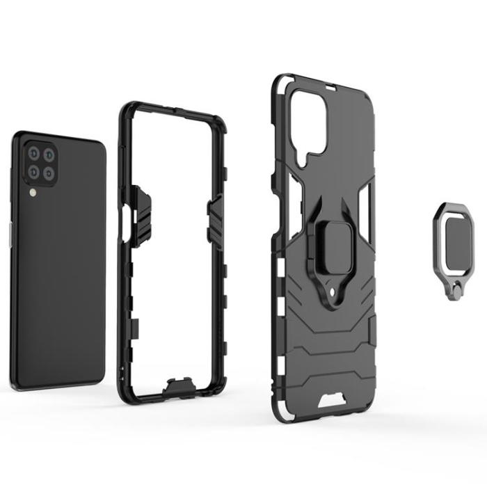 OEM - Galaxy A22 4G Mobilskal Ring Armor Kickstand - Blå