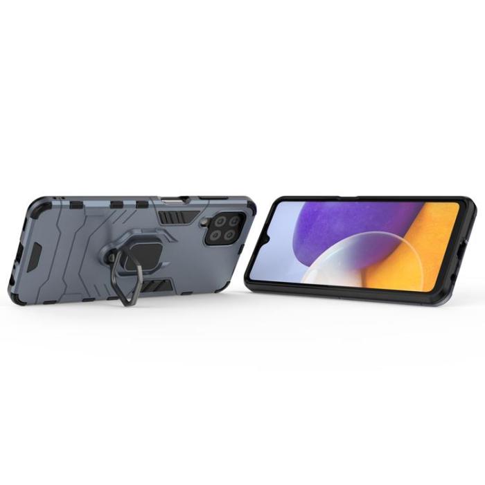 OEM - Galaxy A22 4G Mobilskal Ring Armor Kickstand - Blå