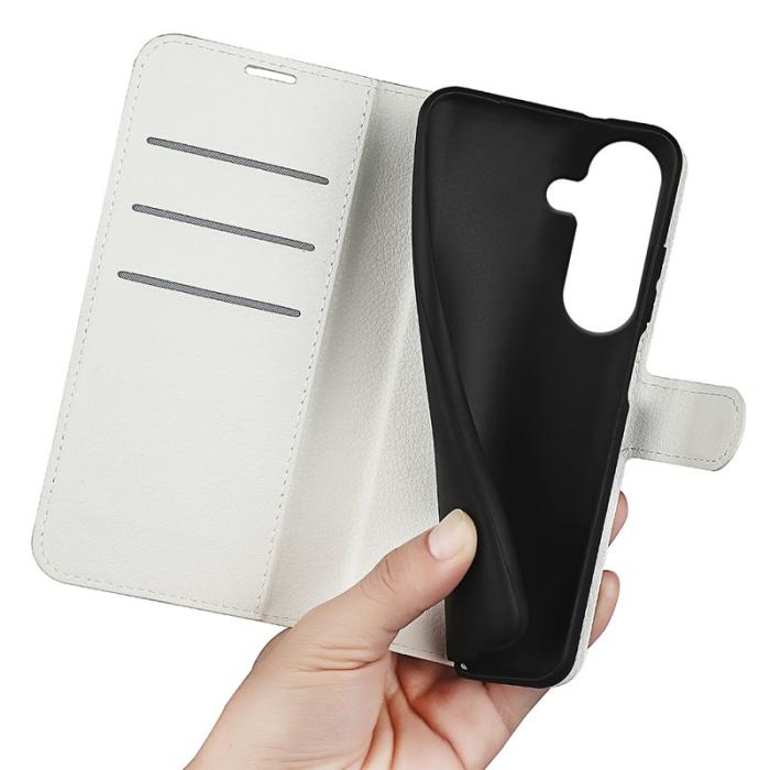 OEM - Litchi Samsung Galaxy S26 Plånboksfodral Konstläder Stötbeständig - Vit