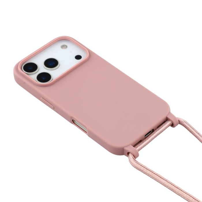 A-One Brand - iPhone 17 Pro Max Mobilskal TPU Shockproof med Lanyard - Djuprosa