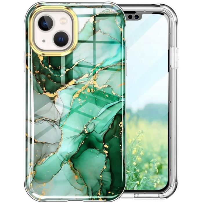 OEM - iPhone 14 Plus Skal 360 Marble - Grön