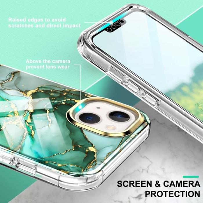 OEM - iPhone 14 Plus Skal 360 Marble - Grön