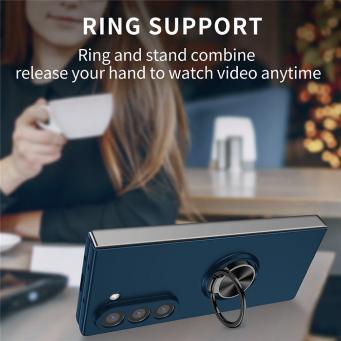 A-One Brand - Galaxy Z Fold7 Mobilskal Rotatable Ring Kickstand - Mörkblå