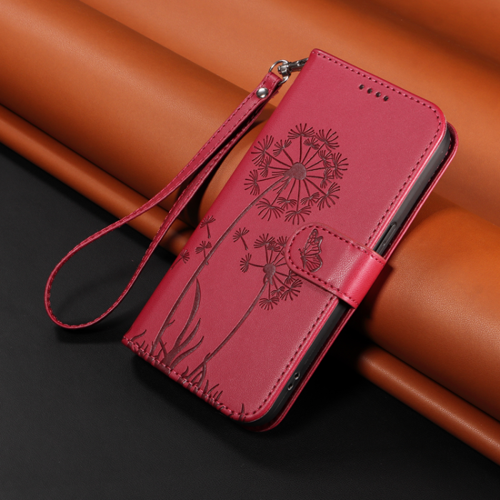 A-One Brand - Sony Xperia 10 VII Plånboksfodral Strap Dandelion Läder - Röd