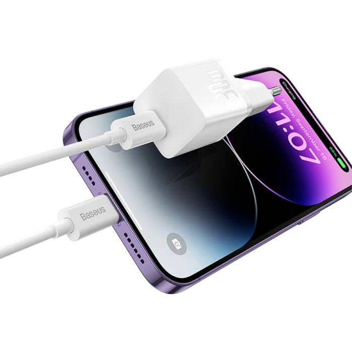BASEUS - Baseus Snabbladdare USB-C 30W Mini GaN5 - Vit
