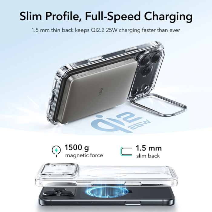 ESR - ESR iPhone 17 Pro Max Mobilskal Magsafe Kickstand Classic Hybird - Clear