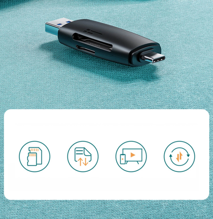 Ugreen - Ugreen USB-A Till USB-C Micro SD Card Reader - Svart