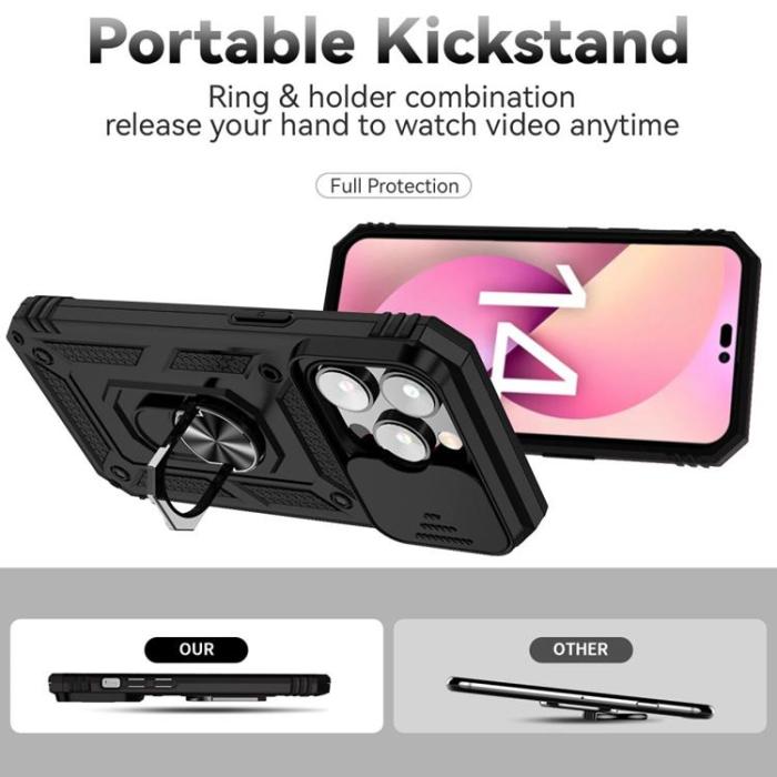 OEM - iPhone 14 Pro Skal Ringhållare Kickstand - Svart