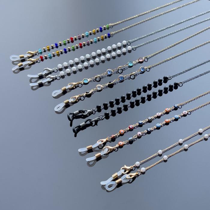 UTGATT1 - Glasögon snöre, Prydnad av metall Beads (Pattern 6) - Svart