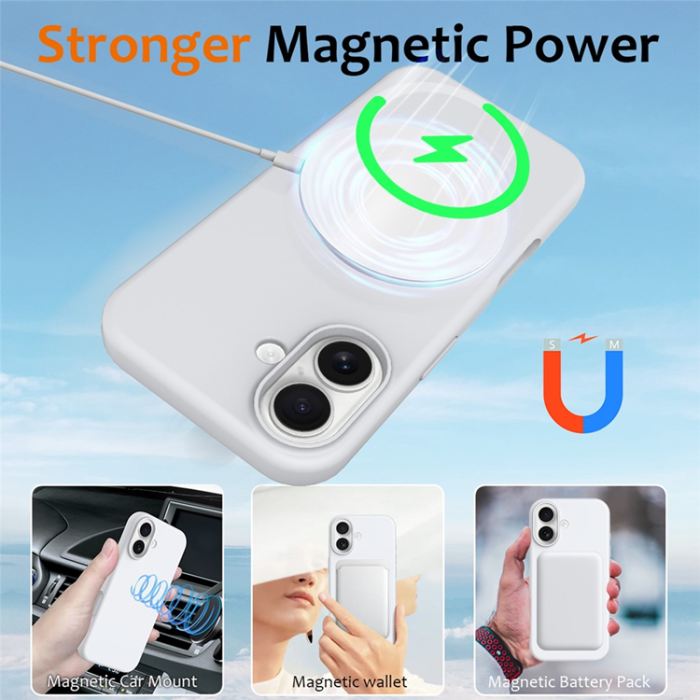 A-One Brand - iPhone 17 Mobilskal MagSafe Silikon Anti-Drop - Vit