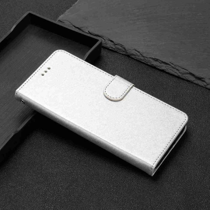 OEM - Samsung Galaxy A57 Plånboksfodral Konstläder Magnetisk Stängning - Silver
