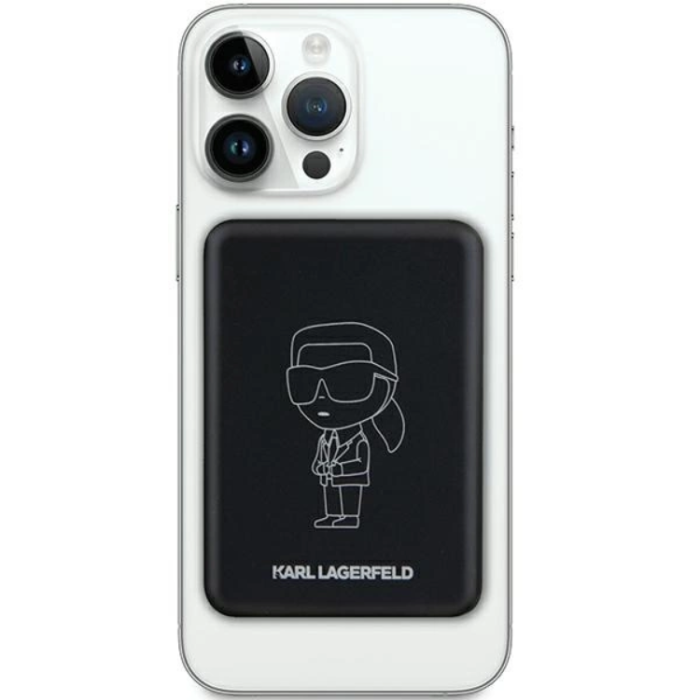 KARL LAGERFELD - Karl Lagerfeld Trådlös Magsafe Powerbank 5000mAh NFT Outline Ikonik - Svart