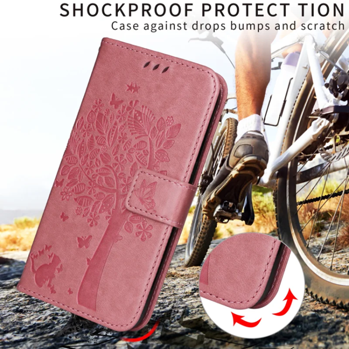A-One Brand - iPhone 17 Plånboksfodral Tree Pattern - Rosa