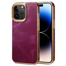 DENIOR - DENIOR Mobilskal till iPhone 15 Pro &Auml;kta L&auml;der + PC + TPU - Lila