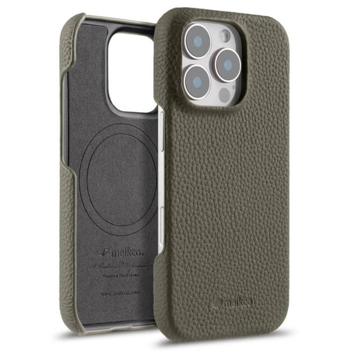 Melkco - MELKCO Mobilskal till iPhone 16 Pro Max Äkta Läder PC Grå