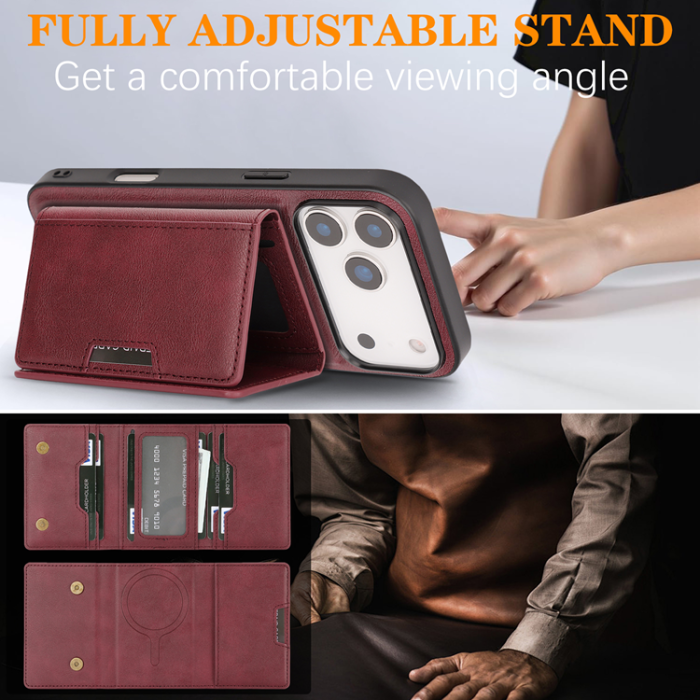 A-One Brand - iPhone 17 Pro Max Mobilskal MagSafe Kickstand Tri-fold Korthållare