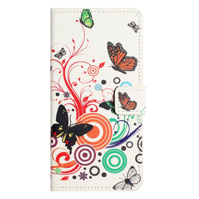 A-One Brand - iPhone 17 Pro Plånboksfodral Pattern Print Läder - Vit Fjäril