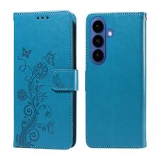 OEM - Samsung Galaxy S26+ Pl&aring;nboksfodral Konstl&auml;der Blomtryck St&auml;ll - Bl&aring;