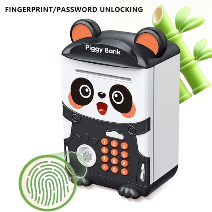 OEM - Sparagris för Barn (3-8 år) Myntburk med Fingeravtrycksbankomat Pandaformad 7602