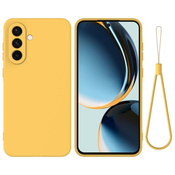 OEM - Mobilskal till Samsung Galaxy S26+ Flytande Silikon Med Handrem - Gul